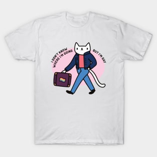 I don’t know where I’m going but I’m gay cute cat design meme T-Shirt